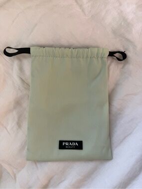 Prada Light Green Drawstring Beauty Pouch with Black Accents